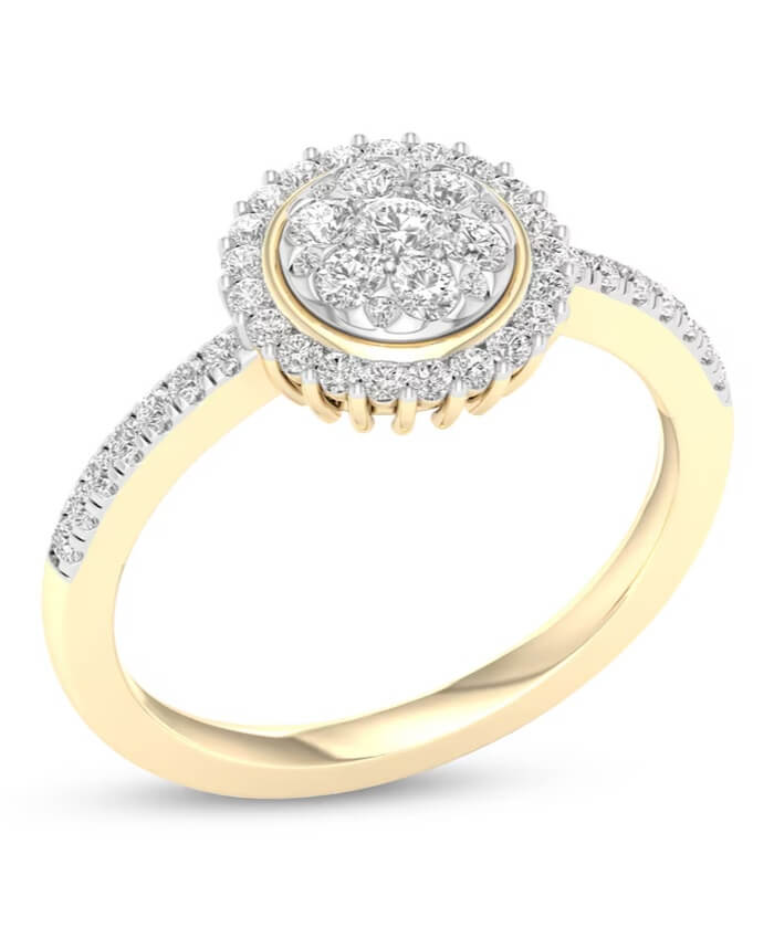 ​​​​​​​​​​​​​​10K Solid Gold 1/2 CT. T.W. Lab-Created Diamond Cluster Round Ring